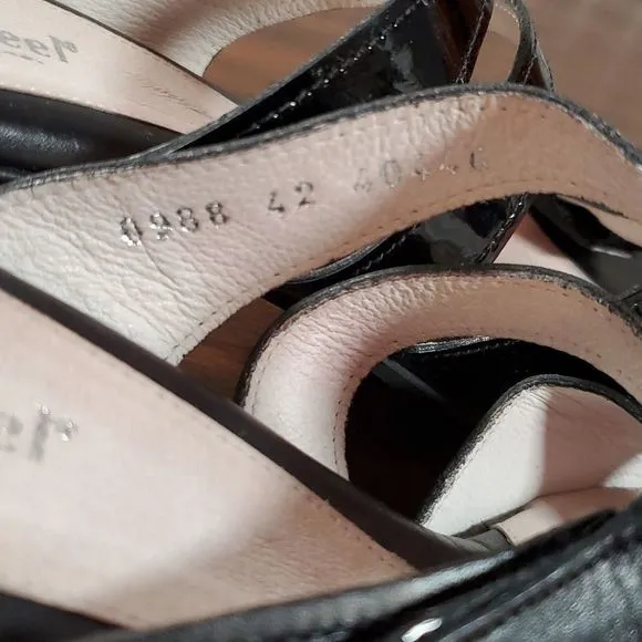 Beautifeel Begonia Black‎ Smooth Patent Leather Sandals Velcro Adjustable 42 11½