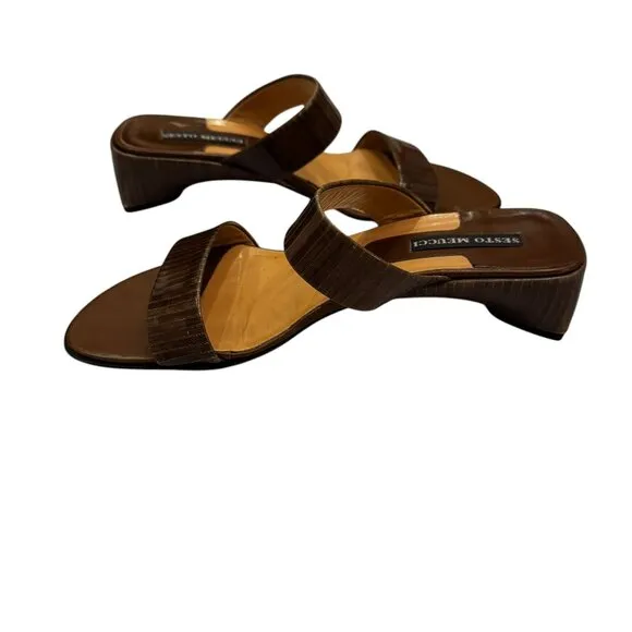 Beautiful! Sesto Meucci Brown Leather Sandals Slides Size 7.5