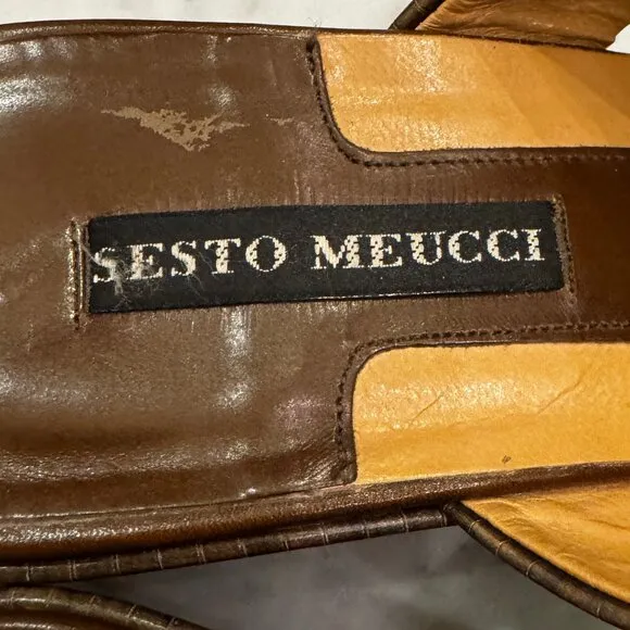 Beautiful! Sesto Meucci Brown Leather Sandals Slides Size 7.5