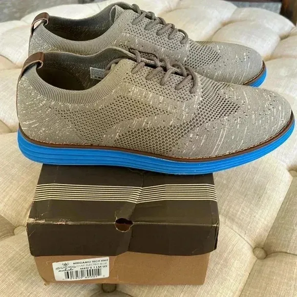 Bergamo Tech Knit Oxford Breathable Dress Shoes Khaki-Electric Blue