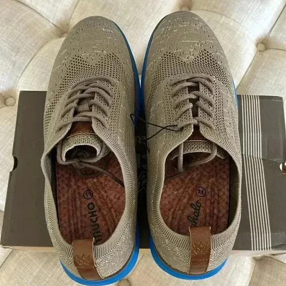 Bergamo Tech Knit Oxford Breathable Dress Shoes Khaki-Electric Blue