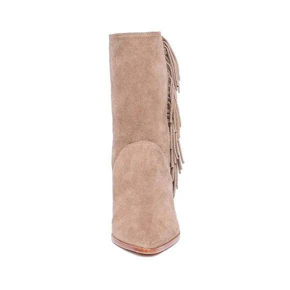 BERNARDO SUEDE LEATHER FRINGE WESTERN MID CALF BOOTS NWT
