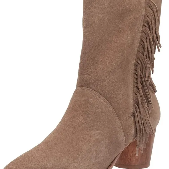 BERNARDO SUEDE LEATHER FRINGE WESTERN MID CALF BOOTS NWT