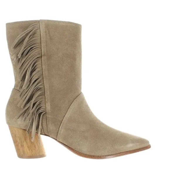 BERNARDO SUEDE LEATHER FRINGE WESTERN MID CALF BOOTS NWT