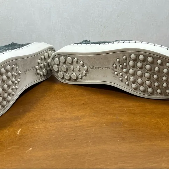 Bernie Mev. Gray Blue Flats with Woven Upper and Slip-On Design