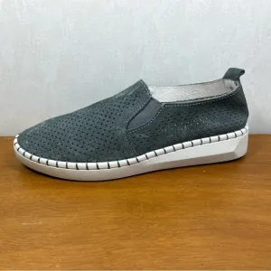 Bernie Mev. Gray Blue Flats with Woven Upper and Slip-On Design