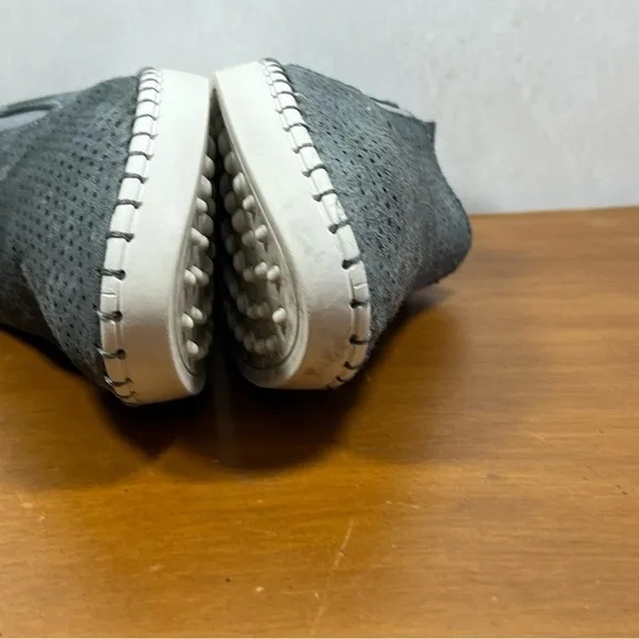 Bernie Mev. Gray Blue Flats with Woven Upper and Slip-On Design
