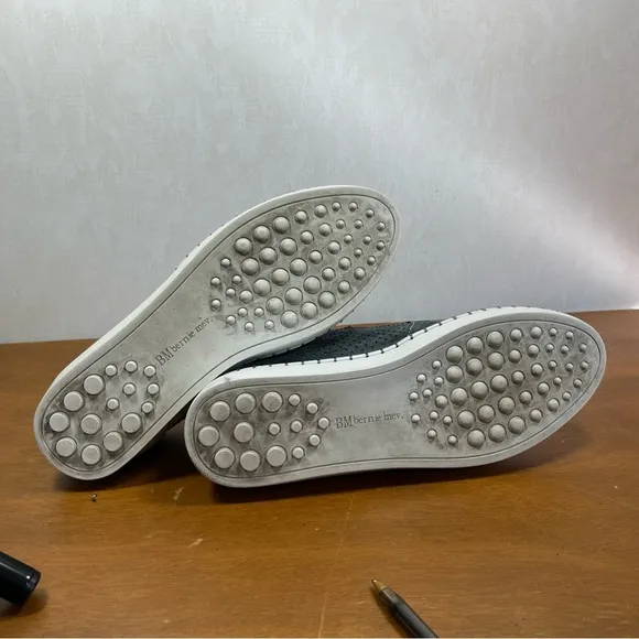 Bernie Mev. Gray Blue Flats with Woven Upper and Slip-On Design