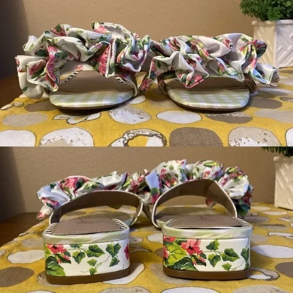 Betsey Johnson Alivia ruffle floral slides size 8M