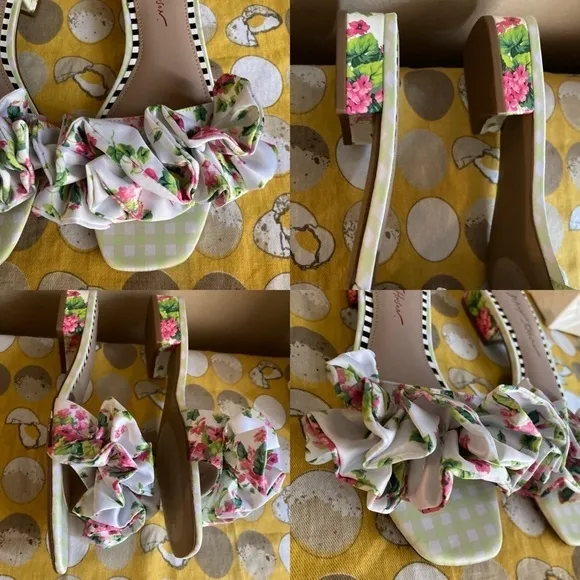 Betsey Johnson Alivia ruffle floral slides size 8M