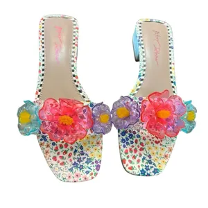 Betsey Johnson Brice Patent Floral Print Slide Sandals NEW Size 10