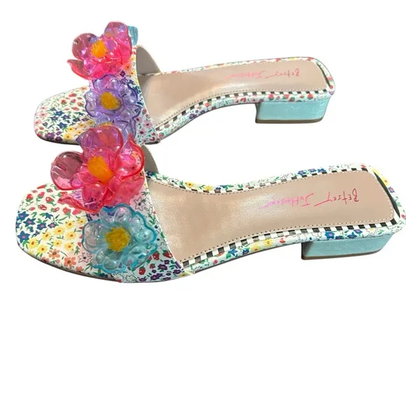 Betsey Johnson Brice Patent Floral Print Slide Sandals NEW Size 10