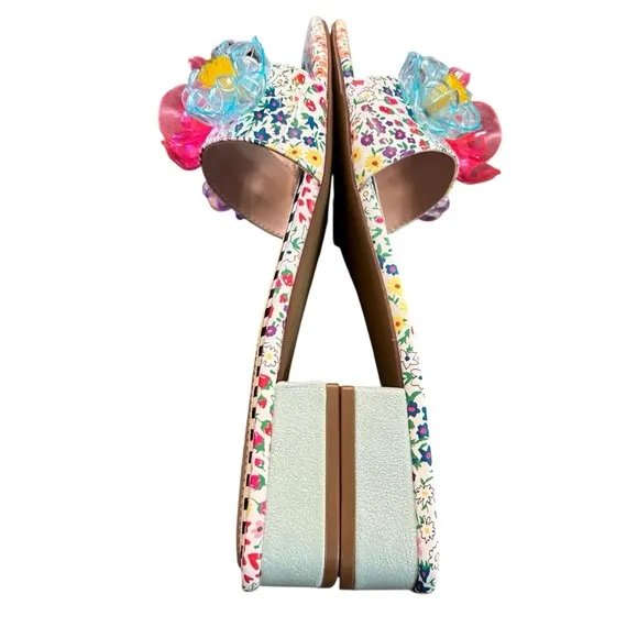 Betsey Johnson Brice Patent Floral Print Slide Sandals NEW Size 10