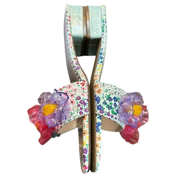 Betsey Johnson Brice Patent Floral Print Slide Sandals NEW Size 10