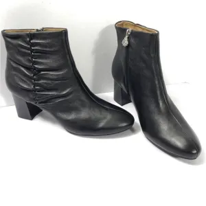 Bettye Muller Deena Booties Sz 6.5M Black Soft Napa Leather Heel Ankle Boots NEW