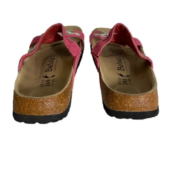 Betula by Birkenstock Zara Pink Suede Floral Sandals Size 7