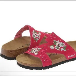 Betula by Birkenstock Zara Pink Suede Floral Sandals Size 7