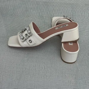 BIBI Lou Bella sandals white with rhinestones buckle size 39