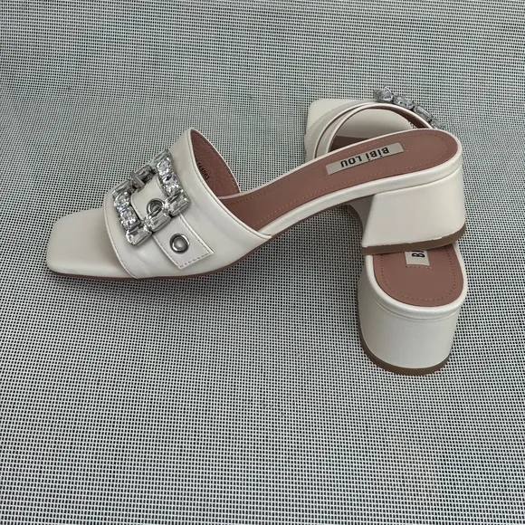 BIBI Lou Bella sandals white with rhinestones buckle size 39