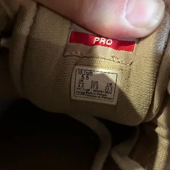 Big Kids Vans Ultracush Pro‎ Khaki Tan Skateboarding Sneakers Shoes Size 5.5 Y