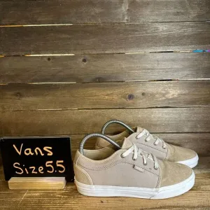 Big Kids Vans Ultracush Pro‎ Khaki Tan Skateboarding Sneakers Shoes Size 5.5 Y