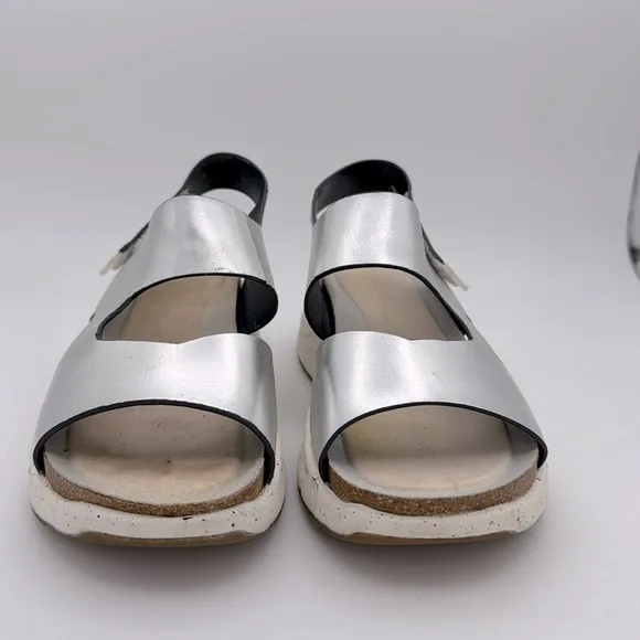 Bionica women’s silver leather Orleans comfort platform sandals open toe shoes 9
