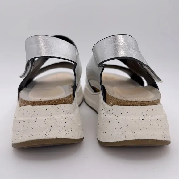 Bionica women’s silver leather Orleans comfort platform sandals open toe shoes 9