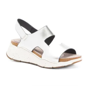 Bionica women’s silver leather Orleans comfort platform sandals open toe shoes 9
