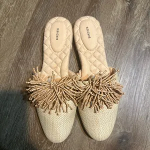 Birdies Women's Tan Beaded Slip-On mules women size 9
