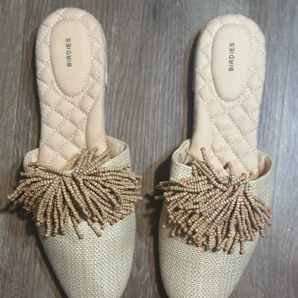 Birdies Women's Tan Beaded Slip-On mules women size 9