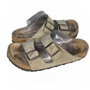 BIRKENSTOCK Arizona Beige Suede Sandals Two Buckles Size 39