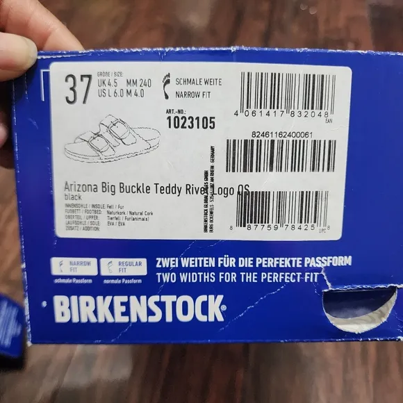 Birkenstock Arizona Big Buckle Teddy Womens EU 37 US 6 Black Sandals NIB