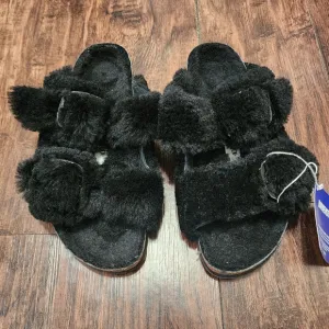 Birkenstock Arizona Big Buckle Teddy Womens EU 37 US 6 Black Sandals NIB