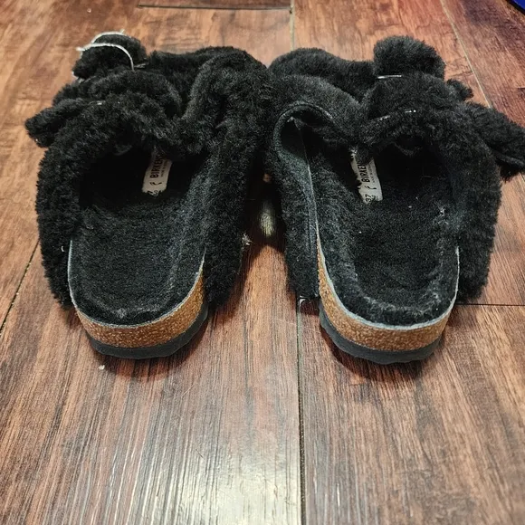 Birkenstock Arizona Big Buckle Teddy Womens EU 37 US 6 Black Sandals NIB