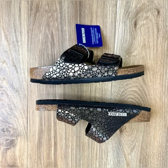 Birkenstock Arizona Birko Flor Sandals Metallic Stones Black US Size: 7-7.5 NWT