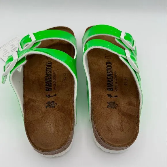 Birkenstock Arizona Birko-Flor Sandals Unisex Neon Green Size USW5/M3 EU36