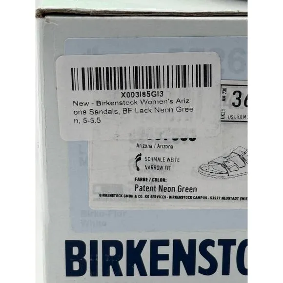 Birkenstock Arizona Birko-Flor Sandals Unisex Neon Green Size USW5/M3 EU36