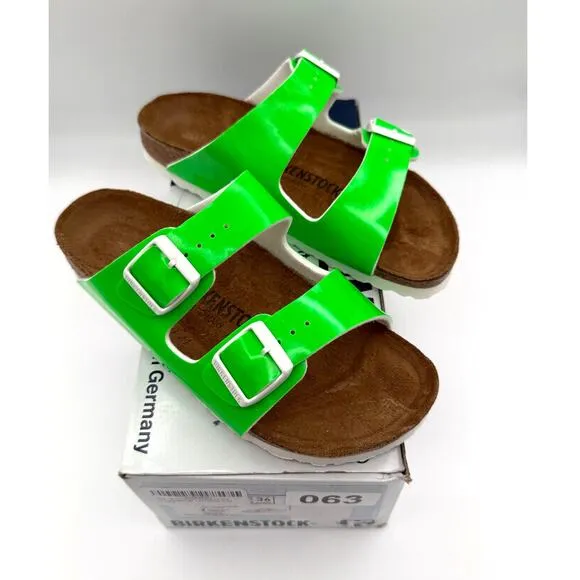 Birkenstock Arizona Birko-Flor Sandals Unisex Neon Green Size USW5/M3 EU36