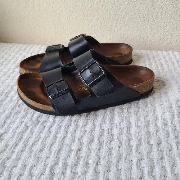 Birkenstock Arizona Black and Brown Leather Sandals Sandals Women's Size…