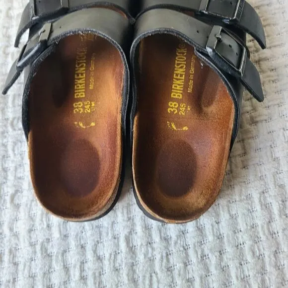 Birkenstock Arizona Black and Brown Leather Sandals Sandals Women's Size…