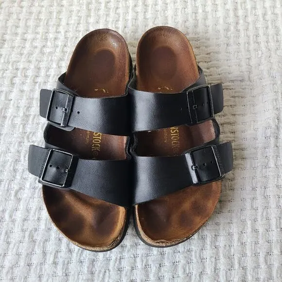 Birkenstock Arizona Black and Brown Leather Sandals Sandals Women's Size…