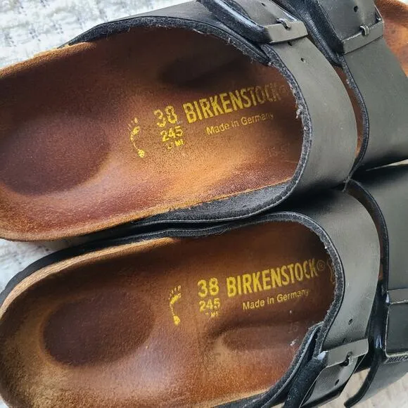 Birkenstock Arizona Black and Brown Leather Sandals Sandals Women's Size…