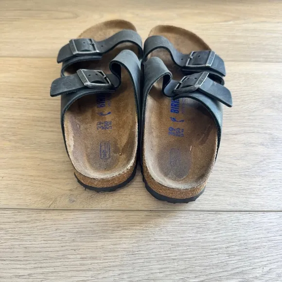 Birkenstock Arizona Black Leather Double Strap Sandals
