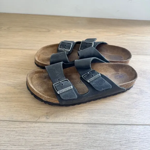 Birkenstock Arizona Black Leather Double Strap Sandals