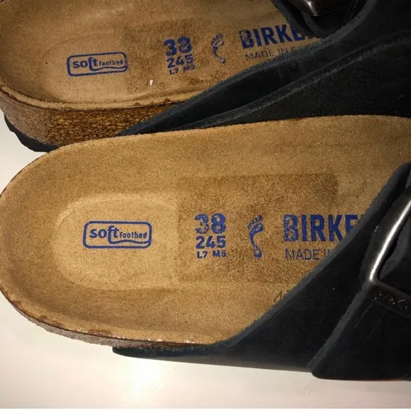 Birkenstock Arizona black soft foot bed sandals 38=7