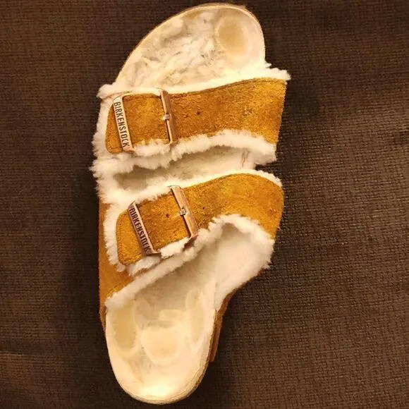 Birkenstock Arizona Shearling Slide Sandals (inside fur big toe, small spot left
