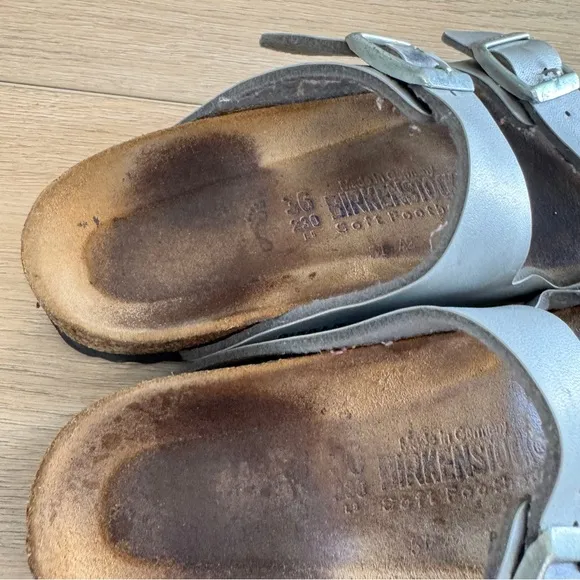 Birkenstock Arizona Silver Double Strap Sandals