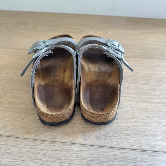 Birkenstock Arizona Silver Double Strap Sandals