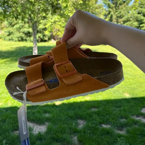 Birkenstock Arizona soft foot bed sandals orange NWT