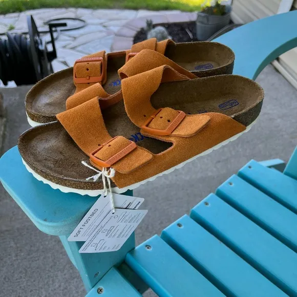 Birkenstock Arizona soft foot bed sandals orange NWT